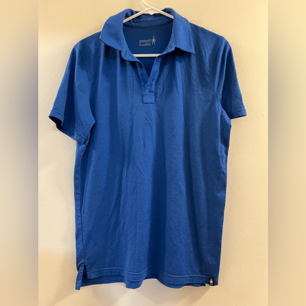 26. Smartwool Men Merino Sport 150 Short Sleeve Polo Blue